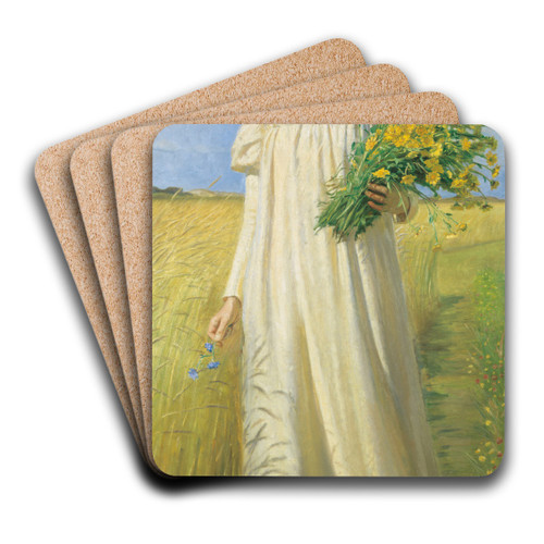 Anna Ancher returning from the field by Michael Ancher Art Drink Coaster set