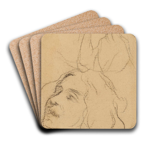 Etude d'une femme en buste et d'un visage de femme by Henri Leopold Lvy Art Drink Coaster set