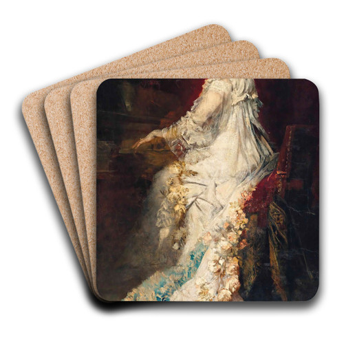 Portrait Of Maria, Countess Von Dnhoff by Hans Makart Art Drink Coaster set