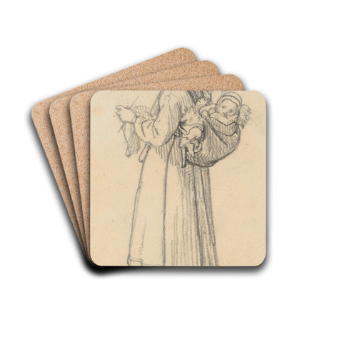Strikkende svensk kone med et barn p ryggen by Wilhelm Marstrand Drink Coasters - set of 4