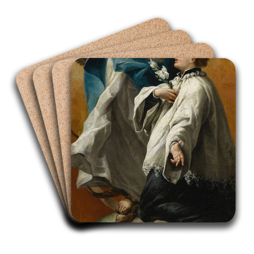 The Madonna in glory with Saint Aloysius Gonzaga by Giovanni Battista Canal Art Drink Coaster set
