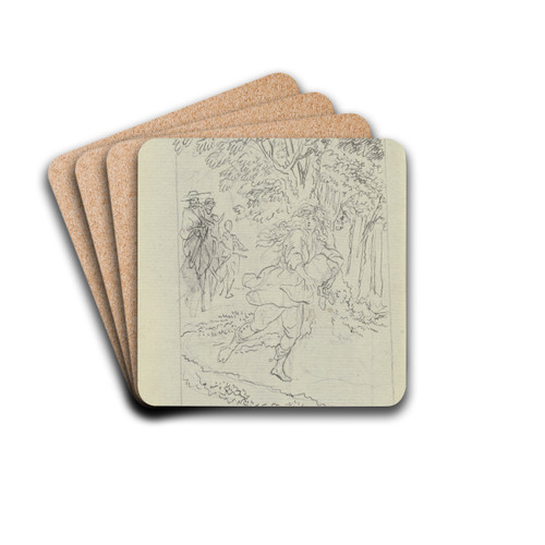 Don Quijote findet ein verkleidetes Mdchen by Daniel Nikolaus Chodowiecki Drink Coasters - set of 4 Don Quijote findet ein verkleidetes Mdchen by Daniel Nikolaus Chodowiecki Drink Coasters - set of 4