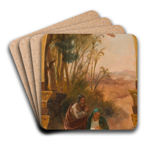 Le repos pendant la fuite en Egypte by Louis-Antoine-Lon Riesener Art Drink Coaster set Le repos pendant la fuite en Egypte by Louis-Antoine-Lon Riesener Art Drink Coaster set