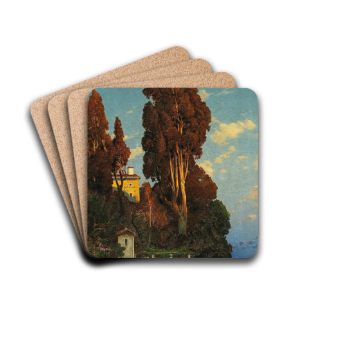 An Italian lake by Hermann David Salomon Corrodi Drink Coasters - set of 4 An Italian lake by Hermann David Salomon Corrodi Drink Coasters - set of 4