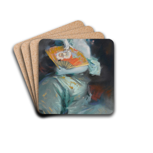 Portrait of a Lady by Jules Chret Drink Coasters - set of 4 Portrait of a Lady by Jules Chret Drink Coasters - set of 4