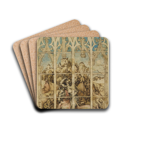 Sketch for a Glass Painting with St George by Albrecht Drer Drink Coasters - set of 4