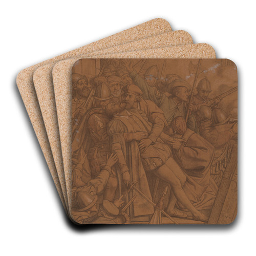 The Death of Alderman Jan van de Werve During the Spanish Fury, 4 November 1576 by Godfried Guffens Art Drink Coaster set The Death of Alderman Jan van de Werve During the Spanish Fury, 4 November 1576 by Godfried Guffens Art Drink Coaster set