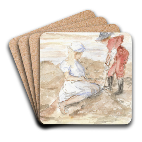Kinderen spelend aan het strand by Jozef Israls Art Drink Coaster set Kinderen spelend aan het strand by Jozef Israls Art Drink Coaster set