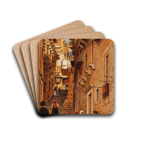 Strasse in Ragusa by Anton Perko Drink Coasters - set of 4 Strasse in Ragusa by Anton Perko Drink Coasters - set of 4