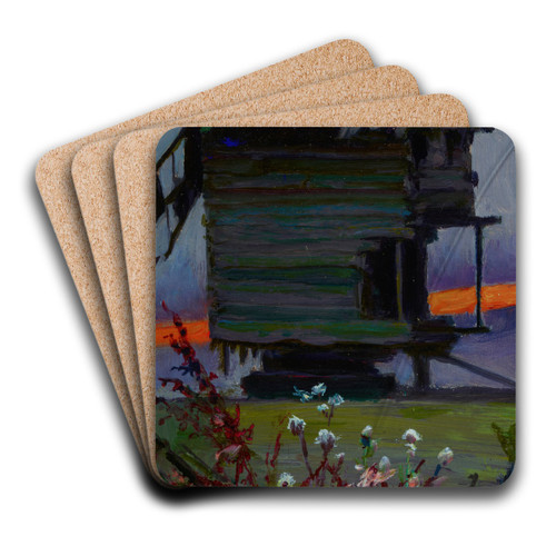 Old Windmill by Ambroy Sabatowski Art Drink Coaster set