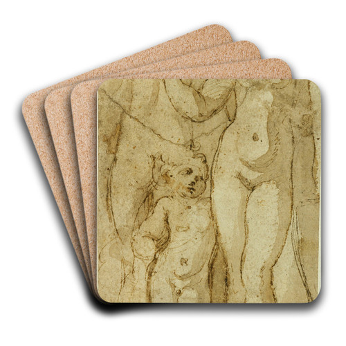 Venus and Cupid by Circle Of Parmigianino Art Drink Coaster set Venus and Cupid by Circle Of Parmigianino Art Drink Coaster set