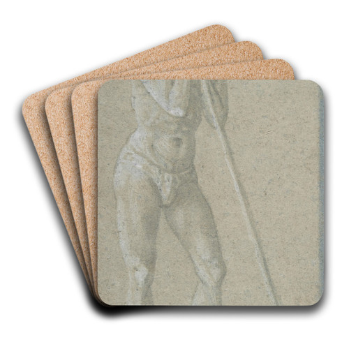 Standing Youth Leaning on a Long Staff by Domenico Veneziano Art Drink Coaster set
