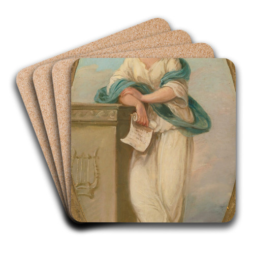 Muse with a scroll by Circle of Angelica Kauffmann Art Drink Coaster set