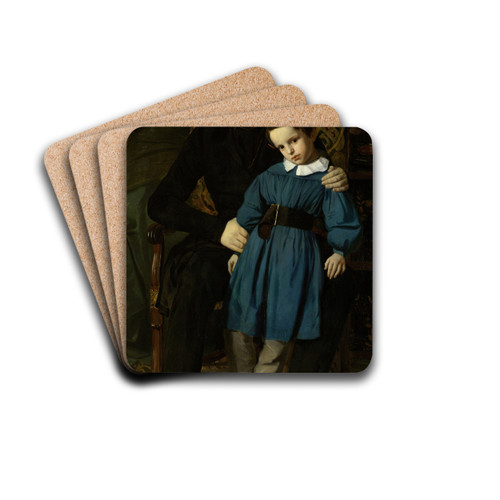 Portrait de Victor Hugo avec son fils de Franois-Victor Hugo by Auguste de Chtillon Drink Coasters - set of 4 Portrait de Victor Hugo avec son fils de Franois-Victor Hugo by Auguste de Chtillon Drink Coasters - set of 4