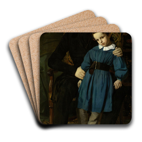 Portrait de Victor Hugo avec son fils de Franois-Victor Hugo by Auguste de Chtillon Art Drink Coaster set Portrait de Victor Hugo avec son fils de Franois-Victor Hugo by Auguste de Chtillon Art Drink Coaster set