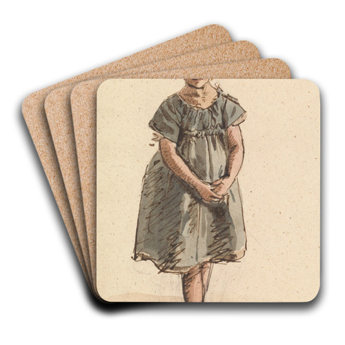 Young Girl Standing Barefoot by William Henry Hunt Art Drink Coaster set