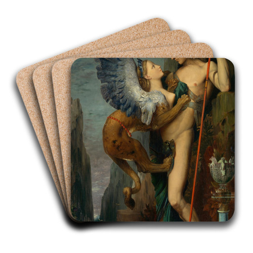 Oedipus and The Sphinx by Gustave Moreau Art Drink Coaster set