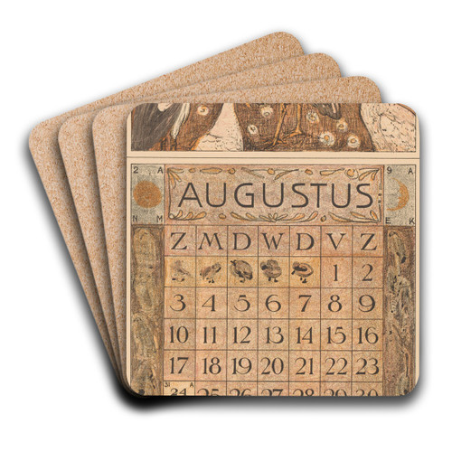 Kalenderblad augustus met ooievaars by Theo van Hoytema Art Drink Coaster set