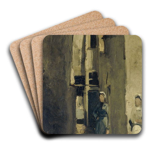 Neighborhood Street in The Hague or Scheveningen by George Hendrik Breitner Art Drink Coaster set