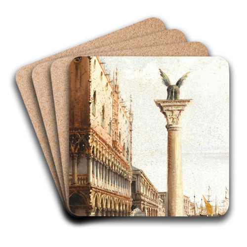 Venice, a View of Palazzo Ducale and St Marks Column by Marco Grubas Art Drink Coaster set