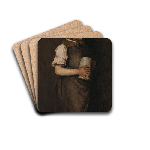 The Whistling Boy by William Merritt Chase Drink Coasters - set of 4 The Whistling Boy by William Merritt Chase Drink Coasters - set of 4
