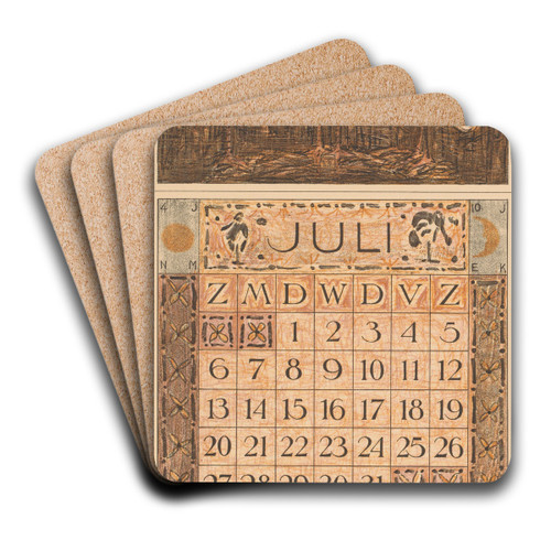 Kalenderblad juli met lepelaars by Theo van Hoytema Art Drink Coaster set