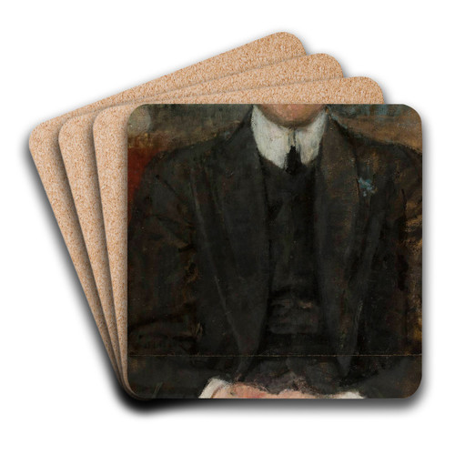 Portrait of a young man in black by Olga Boznanska Art Drink Coaster set