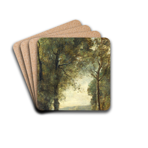 Reminiscence of the Beach of Naples by Jean-Baptiste-Camille Corot Drink Coasters - set of 4 Reminiscence of the Beach of Naples by Jean-Baptiste-Camille Corot Drink Coasters - set of 4