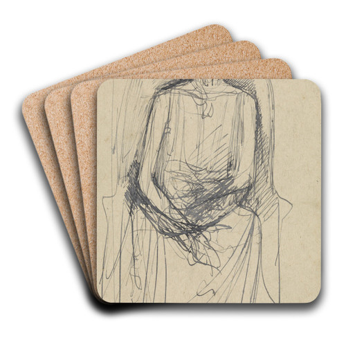 Zittende figuur met neergeslagen ogen by Antoon Derkinderen Art Drink Coaster set