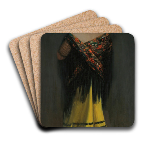 The Spanish Shawl; Portrait of Jeanne Frankenberg by George Luks Art Drink Coaster set