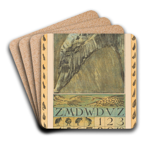 Kalenderblad oktober met vliegende vogel by Theo van Hoytema Art Drink Coaster set