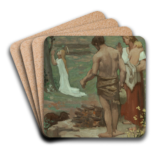Sainte Genevive enfant en prire by Pierre Puvis de Chavannes Art Drink Coaster set Sainte Genevive enfant en prire by Pierre Puvis de Chavannes Art Drink Coaster set
