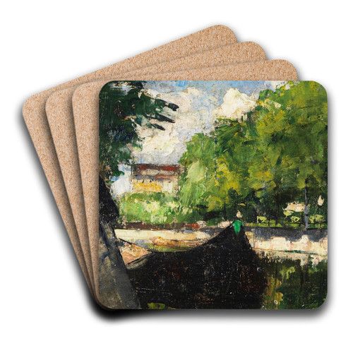 Partie am Landwehrkanal Berlin by Lesser Ury Art Drink Coaster set