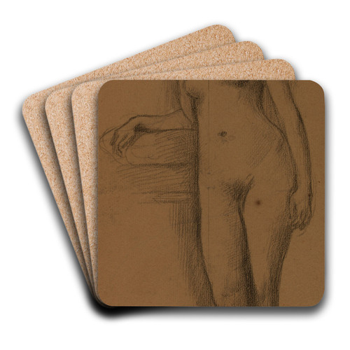 Femme nue debout, de face, coude et avant-bras droit appuys by Pierre Puvis de Chavannes Art Drink Coaster set