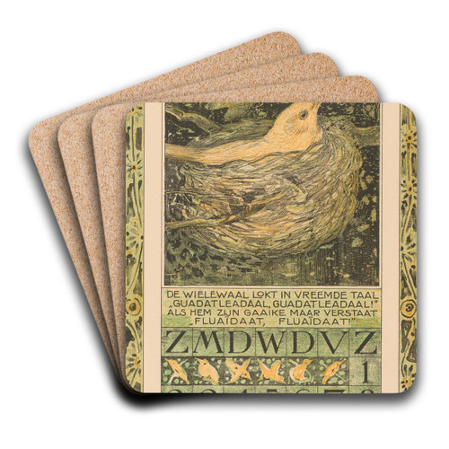 Kalenderblad juni met broedende vogel by Theo van Hoytema Art Drink Coaster set
