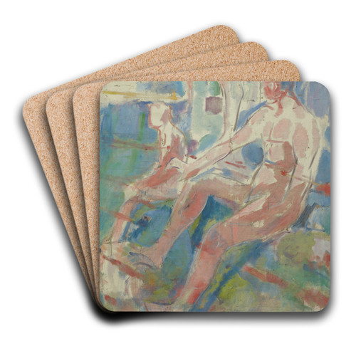 Men Turned towards the Sun by Edvard Munch Art Drink Coaster set