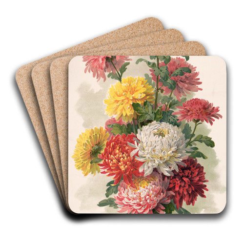 Chrysanthemums by Paul de Longpre Art Drink Coaster set