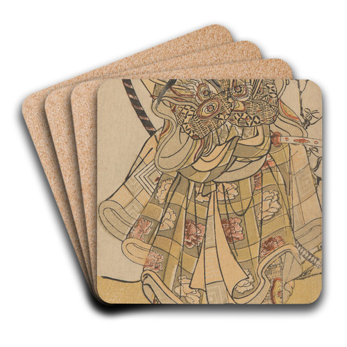 The Actor Ichikawa Danjuro as Samurai by Katsukawa Shunch Art Drink Coaster set