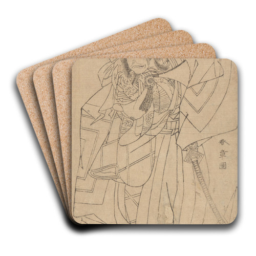 An Actor of the Ichikawa Family with Sword by Katsukawa Shunsh Art Drink Coaster set