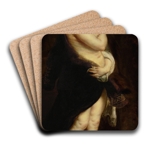 Helena Fourment in a Fur Robe by Peter Paul Rubens Art Drink Coaster set