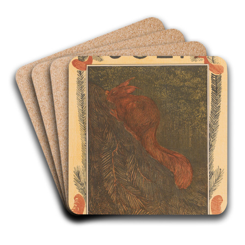 Kalenderblad juli met een eekhoorn by Theo van Hoytema Art Drink Coaster set