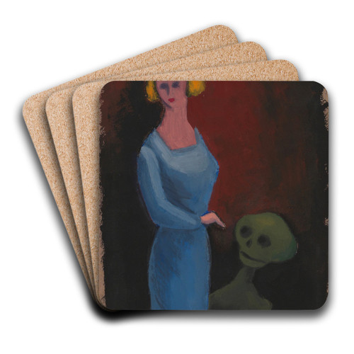 Ohne Titel (Frau mit Tod) by Karl Wiener Art Drink Coaster set