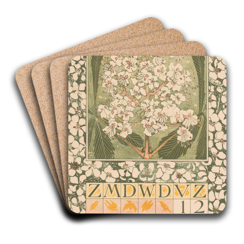 Kalenderblad mei met kastanjebloesem by Theo van Hoytema Art Drink Coaster set