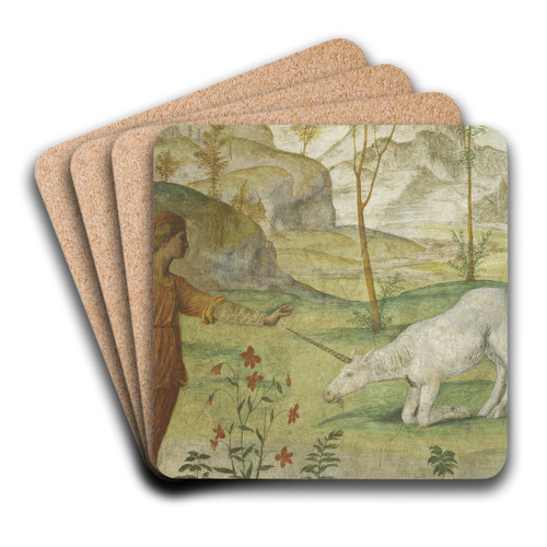 Procris and the Unicorn by Bernardino Luini Art Drink Coaster set