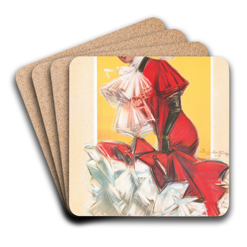 Taking a stroll by Hamilton King Art Drink Coaster set