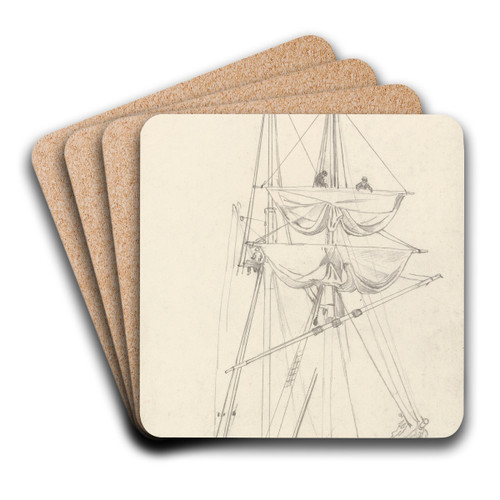 Ship Study by Cornelius Varley Art Drink Coaster set