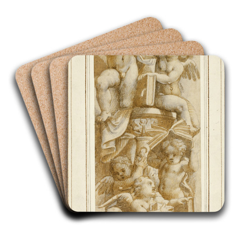 Five Putti with Books by After Bernardino Gatti Art Drink Coaster set