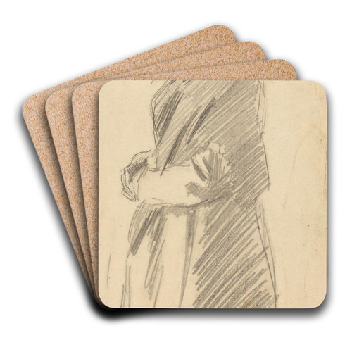 Old Woman with Headscarf by Gustav Wentzel Art Drink Coaster set