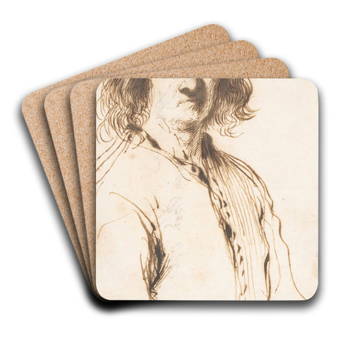 Portrait of Morose Man in Half-Length by Guercino Art Drink Coaster set Portrait of Morose Man in Half-Length by Guercino Art Drink Coaster set