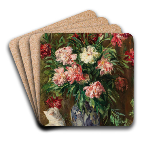 Blumenstck mit Pfingstrrosen by Josef Jungwirth Art Drink Coaster set Blumenstck mit Pfingstrrosen by Josef Jungwirth Art Drink Coaster set